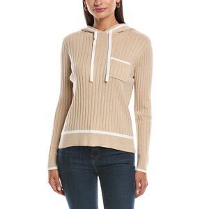 Minnie Rose Womens  Tipped Cashmere-Blend Hoodie, Brown
